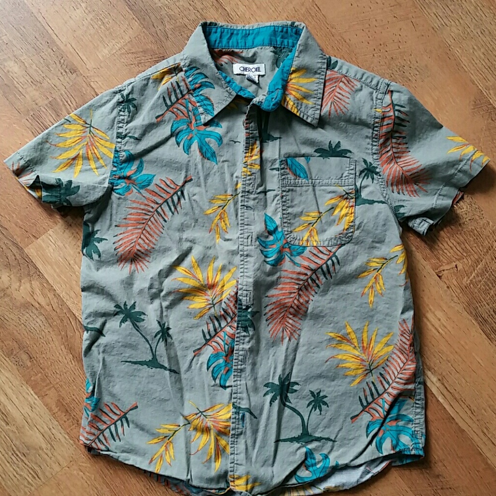 Cherokee‎ Boys Hawaiian Short Sleeve Shirt Size 8-10